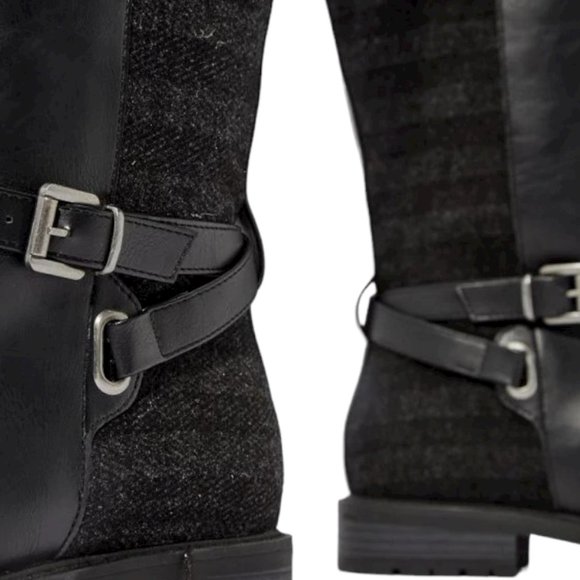 NIB JUSTFAB ZENITH PATTERNED RIDING BOOT (Black 7.5 & 8.5) - Picture 8 of 13